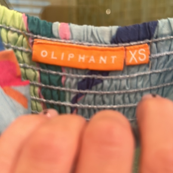 Oliphant Smocked Back Blue Botanica Maxi Dress; Size XS - Picture 7 of 7